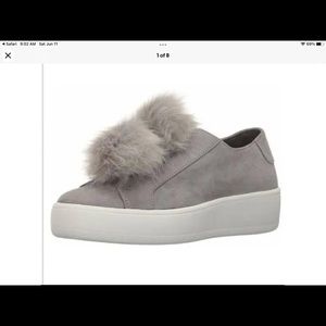 Steve Madden Bryanne Gray Pom Pom Platform Sneaker